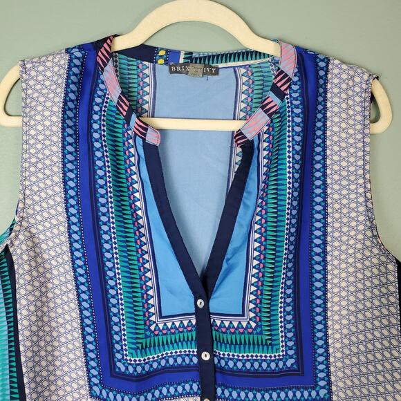 Brixon Ivy Fallon Mixed Geometric Print Sleeveless Blouse Size XL - Picture 4 of 6